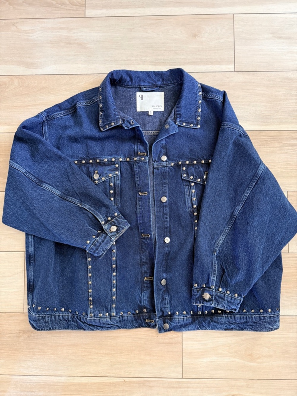 Pilcro Anthropologie Studded Denim Jacket Plus Size 2X